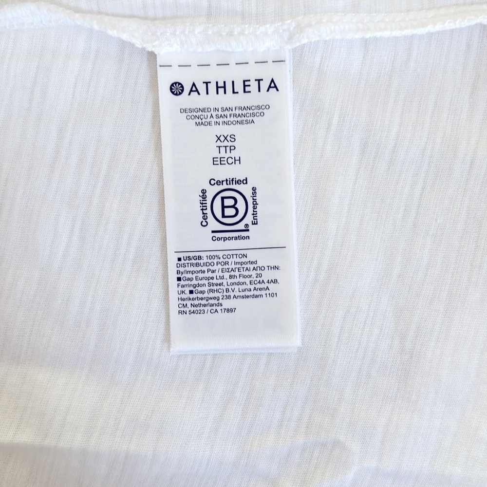 Athleta Essential Slub Tee. White. XXS. 100% Cotton. NWT. - Picture 6 of 6